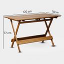 Ver imagem 3 de Mesa Dobrável 120x70cm em Madeira Maciça com Verniz Marrom
