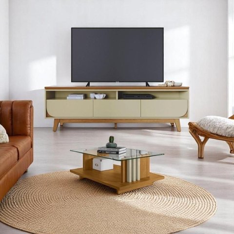 Conjunto Selene Opala C/ Mesa de Centro Frizz Cumaru/opala