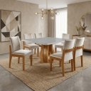 Ver imagem 1 de Conjunto Sala de Jantar Mesa Nuance 135cm Quadrada Tampo Vidro/MDP com 6 Cadeiras Mônaco Yescasa Marrom/Castanho Cinamomo/Creme/Off White