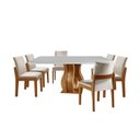 Ver imagem 2 de Conjunto Sala de Jantar Mesa Nuance 135cm Quadrada Tampo Vidro/MDP com 6 Cadeiras Mônaco Yescasa Marrom/Castanho Cinamomo/Creme/Off White