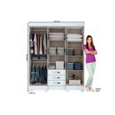 Ver imagem 2 de Guarda Roupa Solteiro 6 Portas e 3 Gavetas C- Espelho e Pés Briz B23 Branco - Henn