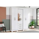 Ver imagem 1 de Guarda Roupa Solteiro 6 Portas e 3 Gavetas C- Espelho e Pés Briz B23 Branco - Henn