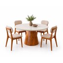 Ver imagem 1 de Conjunto Sala de Jantar 4 Lugares Conne Mesa Redonda 1,2m e 4 Cadeiras Madeira Maciça Móveis Mundial