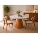 Ver imagem 2 de Conjunto Sala de Jantar 4 Lugares Conne Mesa Redonda 1,2m e 4 Cadeiras Madeira Maciça Móveis Mundial