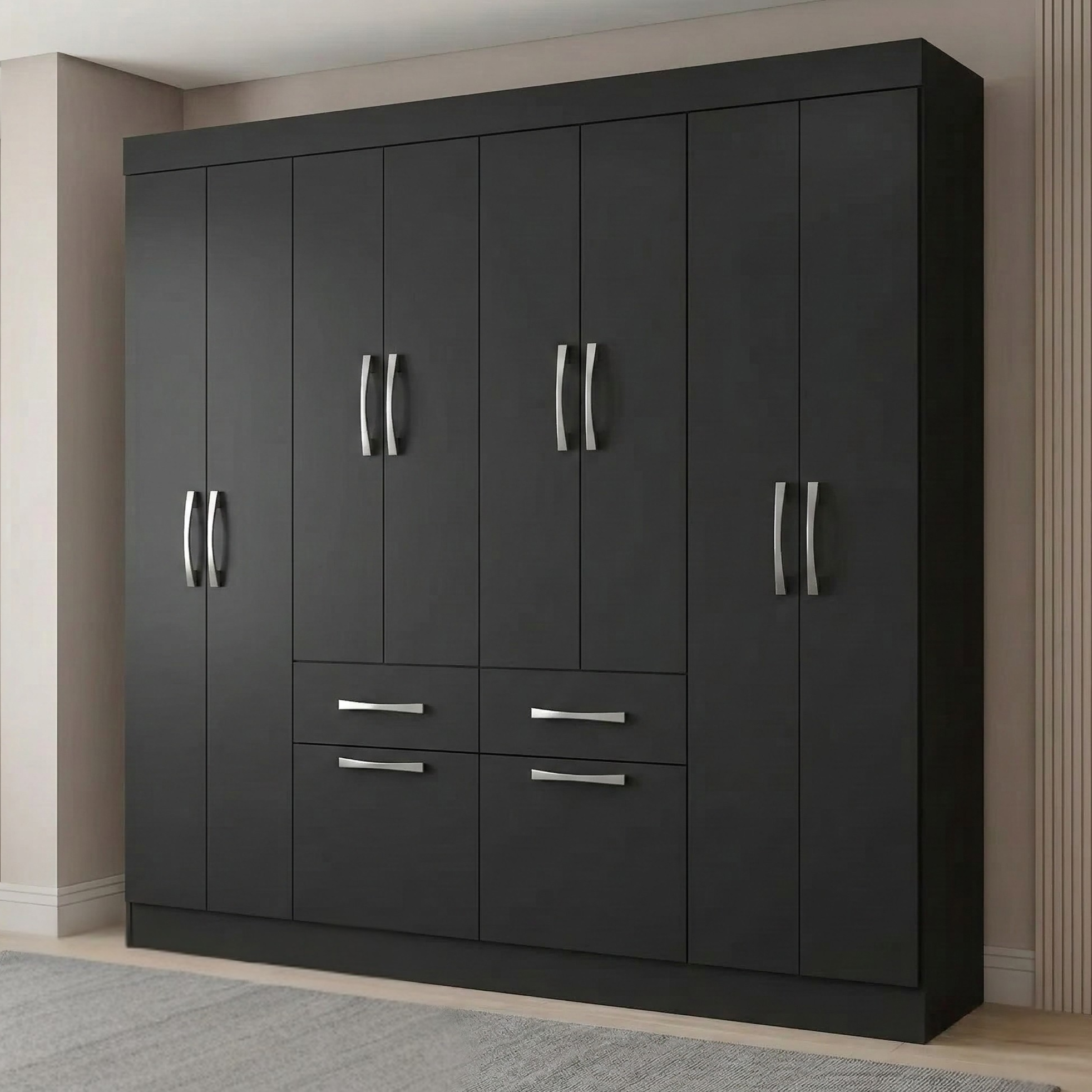 Guarda Roupa Casal 8 Portas 2 Gavetas 2 Basculante Rubi Yescasa