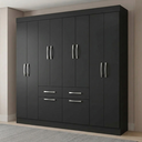 Ver imagem 1 de Guarda Roupa Casal 8 Portas 2 Gavetas 2 Basculante Rubi Yescasa Preto