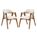 Ver imagem 1 de Kit 2 Cadeiras Lua Estofada Madeira Maciça Imbuia Linho Bege L60 Rmi