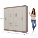 Ver imagem 4 de Guarda Roupa Casal 8 Portas 2 Gavetas 2 Basculantes Rubi Yescasa Off White/Castanho