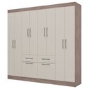 Ver imagem 3 de Guarda Roupa Casal 8 Portas 2 Gavetas 2 Basculantes Rubi Yescasa Off White/Castanho