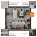 Ver imagem 5 de Guarda Roupa Casal 8 Portas 2 Gavetas 2 Basculantes Rubi Yescasa Off White/Castanho