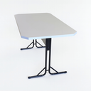 Ver imagem 1 de Mesa Escrivaninha Office ou Lanchonete Tampo Grosso Industrial 1,36m Cinza
