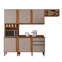 Ver imagem 2 de Cozinha Compacta Modulada 4 Peças 5 Portas 2 Gavetas Pérola Bege/Cinamomo/Off White