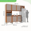 Ver imagem 4 de Cozinha Compacta Modulada 4 Peças 5 Portas 2 Gavetas Pérola Bege/Cinamomo/Off White