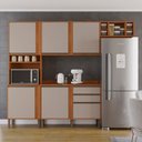 Ver imagem 1 de Cozinha Compacta Modulada 4 Peças 5 Portas 2 Gavetas Pérola Bege/Cinamomo/Off White