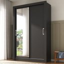 Ver imagem 1 de Guarda-Roupa Solteiro 2 Portas com Espelho Ágata Yescasa Preto