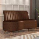 Ver imagem 2 de Sofá Chaise Living 2 Lugares 135cm para Sala Cayman K01 Sintético Marrom - Lyam Decor