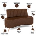 Ver imagem 4 de Sofá Chaise Living 2 Lugares 135cm para Sala Cayman K01 Sintético Marrom - Lyam Decor