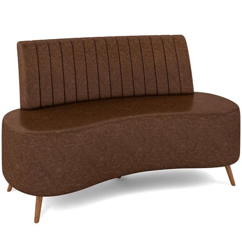 Sofá Chaise Living 2 Lugares 135cm para Sala Cayman K01 Sintético Marrom - Lyam Decor