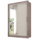 Ver imagem 3 de Guarda-Roupa Solteiro 2 Portas com Espelho Ágata Yescasa Off White/Castanho/Offwhite