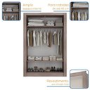 Ver imagem 5 de Guarda-Roupa Solteiro 2 Portas com Espelho Ágata Yescasa Off White/Castanho/Offwhite
