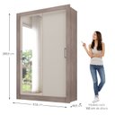Ver imagem 4 de Guarda-Roupa Solteiro 2 Portas com Espelho Ágata Yescasa Off White/Castanho/Offwhite