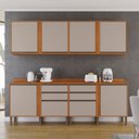 Ver imagem 1 de Cozinha Compacta Modulada 4 Peças 8 Portas 4 Gavetas Pérola Bege/Cinamomo/Off White