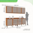 Ver imagem 4 de Cozinha Compacta Modulada 4 Peças 8 Portas 4 Gavetas Pérola Bege/Cinamomo/Off White