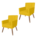 Ver imagem 1 de Jogo 2 Poltronas Estofadas Para Quarto Closet Onix Suede Amarelo - LM DECOR