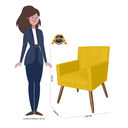 Ver imagem 5 de Jogo 2 Poltronas Estofadas Para Quarto Closet Onix Suede Amarelo - LM DECOR