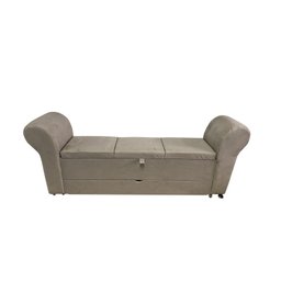 RECAMIER PUFF BAÚ SAPATEIRA COM BRAÇOS E GAVETA 1,38 CM PARA CAMA BOX PADRÃO - BEGE ESCURO - 4