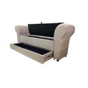 Ver imagem 1 de Recamier Puff Baú Sapateira com Braços e Gaveta 1,38 cm para Cama Box Padrão - Bege Escuro
