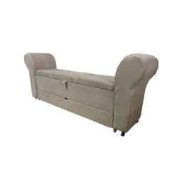 RECAMIER PUFF BAÚ SAPATEIRA COM BRAÇOS E GAVETA 1,38 CM PARA CAMA BOX PADRÃO - BEGE ESCURO - 5