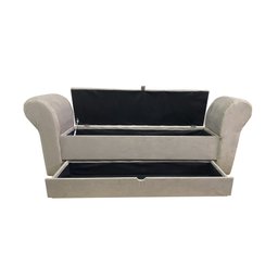 RECAMIER PUFF BAÚ SAPATEIRA COM BRAÇOS E GAVETA 1,38 CM PARA CAMA BOX PADRÃO - BEGE ESCURO - 3