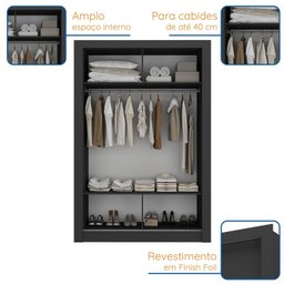 Guarda Roupa Solteiro 2 Portas Ágata Yescasa - 5