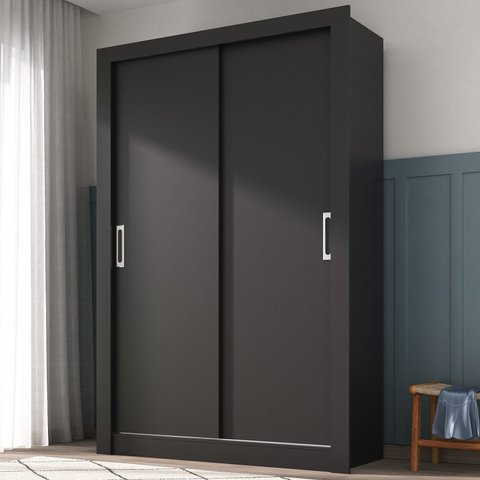 Guarda Roupa Solteiro 2 Portas Ágata Yescasa Preto