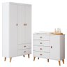 Cômoda Infantil com Guarda Roupa 3 Portas Duda Branco Acetinado Bétula - Carolina - 1