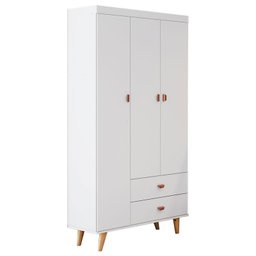 Cômoda Infantil com Guarda Roupa 3 Portas Duda Branco Acetinado Bétula - Carolina - 5