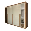 Ver imagem 3 de Guarda-roupa Casal Aura 6 Portas 6 Gavetas com Espelho Cinamomo-off White - Panorama Móveis