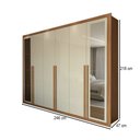 Ver imagem 4 de Guarda-roupa Casal Aura 6 Portas 6 Gavetas com Espelho Cinamomo-off White - Panorama Móveis