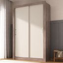 Ver imagem 1 de Guarda Roupa Solteiro 2 Portas Ágata Yescasa Off White/Castanho/Cinza