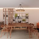 Ver imagem 1 de Luminária Pendente Ohio Led 50w Roda Madeira Maciça Rústico