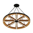 Ver imagem 4 de Luminária Pendente Ohio Led 50w Roda Madeira Maciça Rústico