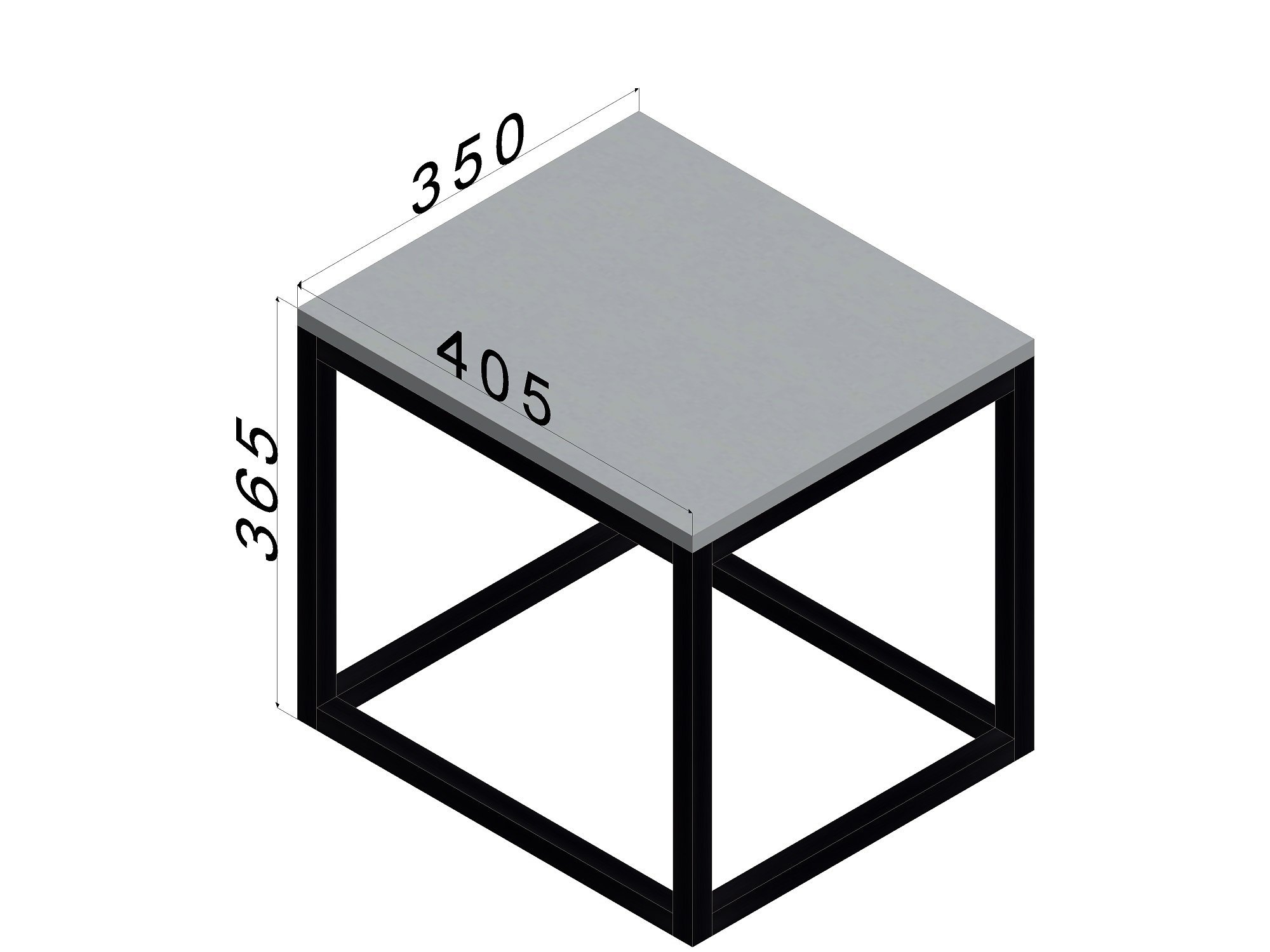 Mesa de Apoio Pequena Madeira e Metal 405 X 350 X 365mm - Cinza Cristal - Mesa de Apoio, Mesa Auxili - 3