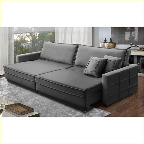 Sofá sem Caixa Retrátil Reclinável 2,10m Karina Veludo Rover & Beato