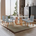 Ver imagem 1 de Conjunto Sala de Jantar Mesa Florença Madeira Maciça 180x90cm Tampo Retângular Vidro Off White com 6