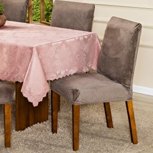 Capa de Cadeira Jantar Avulsa Lisa Splendore Ajustável com Elástico - Tecido Veludo Suede Decoração 
