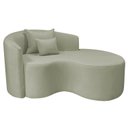 Ver imagem 2 de Recamier Curvo Orgânico 150cm 2 Lugares Lado Direito para Sala de Estar Bouclé Londres Verde Oliva