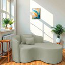 Ver imagem 1 de Recamier Curvo Orgânico 150cm 2 Lugares Lado Direito para Sala de Estar Bouclé Londres Verde Oliva