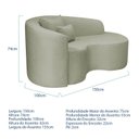 Ver imagem 3 de Recamier Curvo Orgânico 150cm 2 Lugares Lado Direito para Sala de Estar Bouclé Londres Verde Oliva
