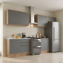 Ver imagem 1 de Cozinha Completa Modulada 5 Peças com 2 Balcões 3 Armários Aéreos em MDF Viena Freijó/Grafite Cinza